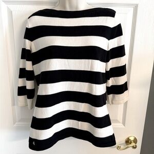 Lauren Ralph Lauren Cream and Black Knit Sweater Size M